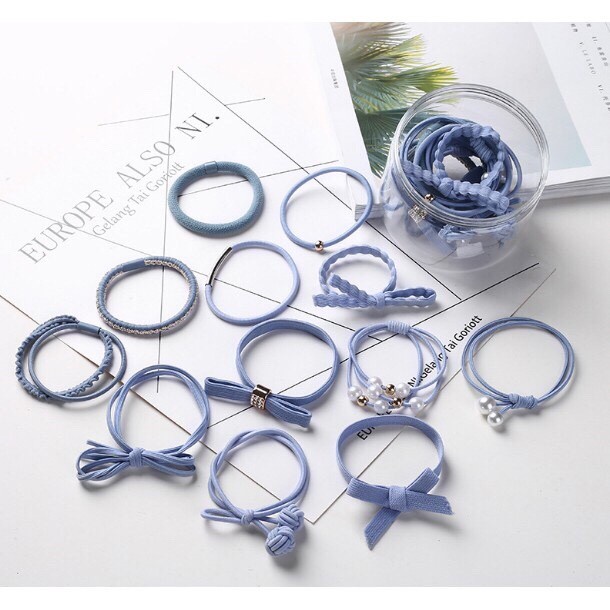 HỘP CHUN BUỘC TÓC 12 CHI TIẾT  SANG TRỌNG