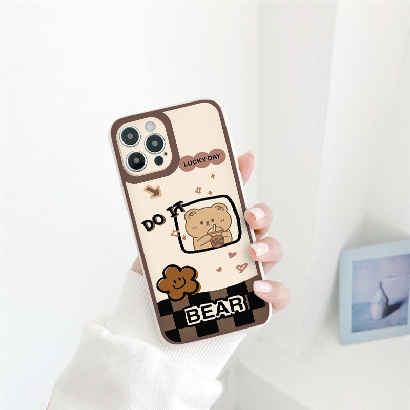 Ốp lưng iphone Chú gấu nhỏ  cạnh vuông chống sốc cho iphone 7plus 8plus x xsmax 11pro max 12pro 12promax13promax tr1108