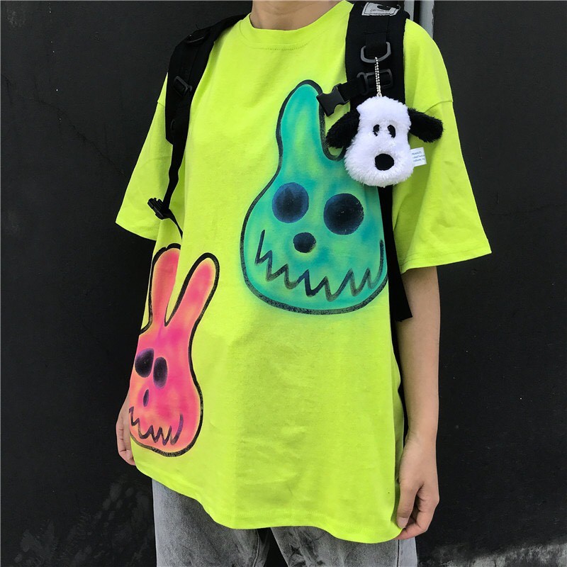 ÁO PHÔNG ĐẦU THỎ CUTE XANH NEON ULZZANG