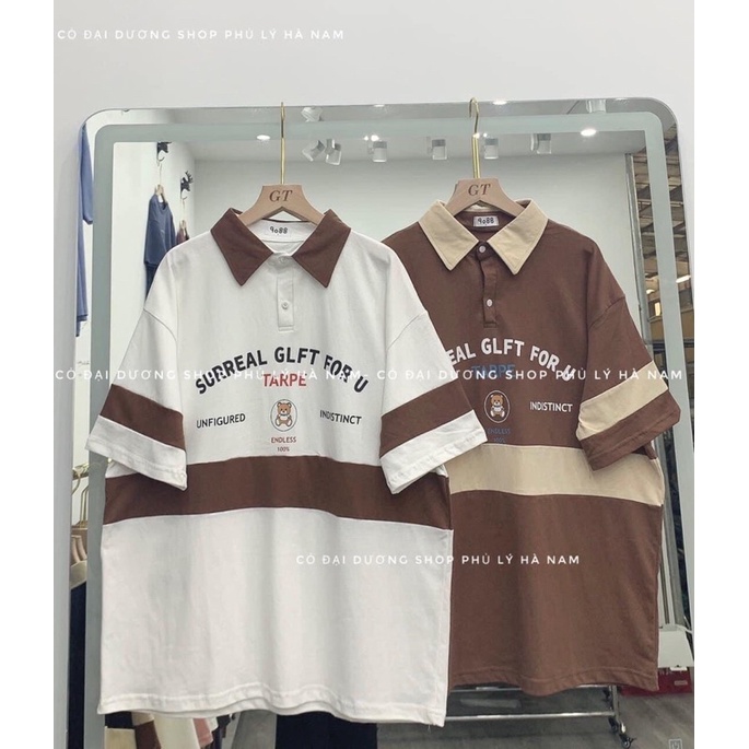 Áo Polo Unisex Tay Lỡ Form Rộng Thêu Chữ Ngực Vải Thun Cotton Dày Dặn Phong Cách Hàn Quốc – Anh Ribi Store