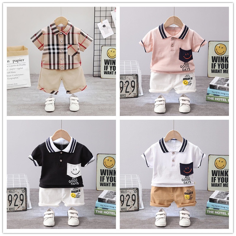 Set đồ mùa hè 2 món gồm áo thun cotton tay ngắn + quần ngắn thời trang cho bé trai