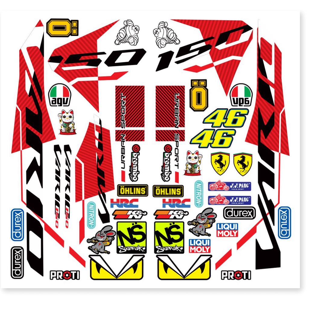 Tem vario 150 trắng đỏ