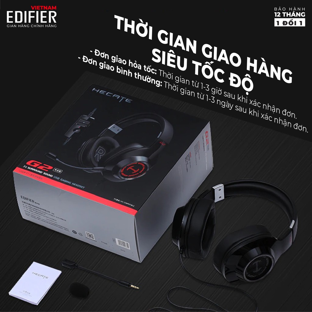 Tai nghe gaming EDIFIER G2 II Kèm Mic đàm thoại Âm thanh vòm - Hàng phân phối chính hãng Bảo hành 12 tháng 1 đổi 1