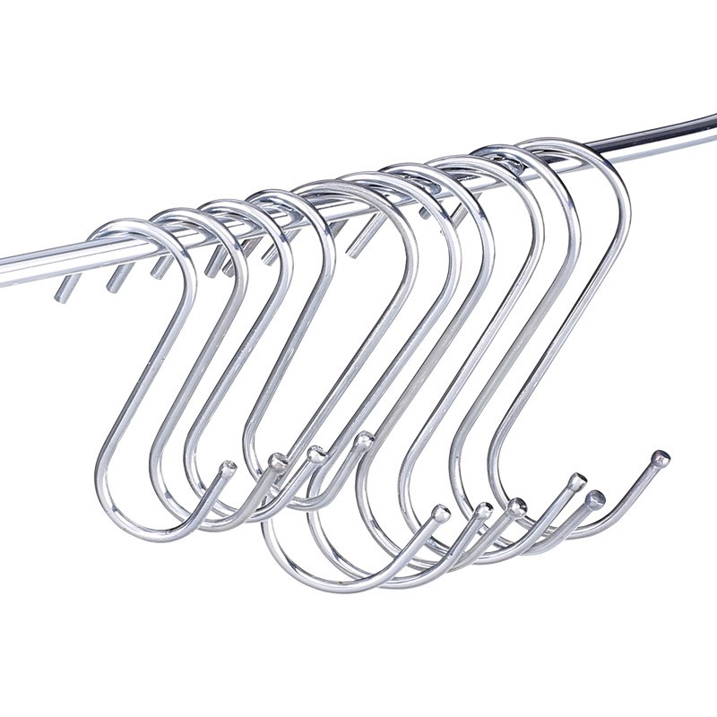 Set 10 Móc Treo Đồ Dùng Hình Chữ S Chất Liệu Thép Không Gỉ