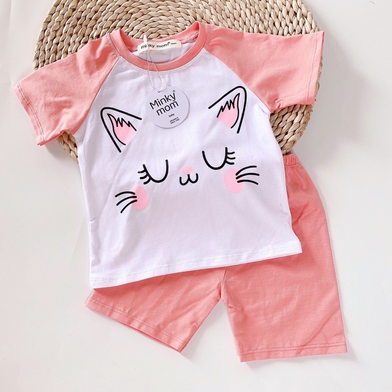 BỘ TAY NGẮN MINKYMOM THUN LẠNH TAY ÁO RAGLAN ICON THÚ