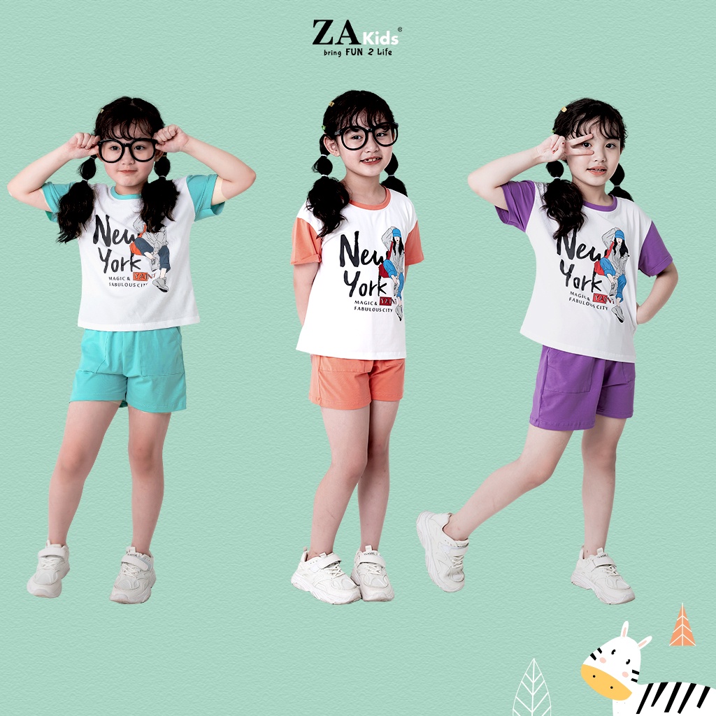Bộ Quần Áo Thun Ngắn Tay Bé Gái (2-10 Tuổi) ZAKids ZA22011TN