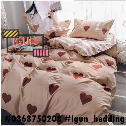 set TRÁI TIM NÂU NỒNG NÀN bộ Chăn Ga Gối 4 món POLY COTTON nhập khẩu 100% kiểu HÀN QUỐC