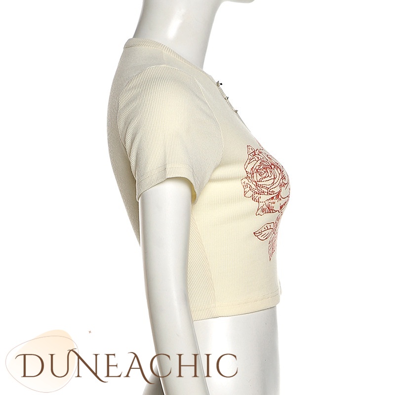 Áo thun nữ DUNEA ngắn tay in chữ phong cách đường phố