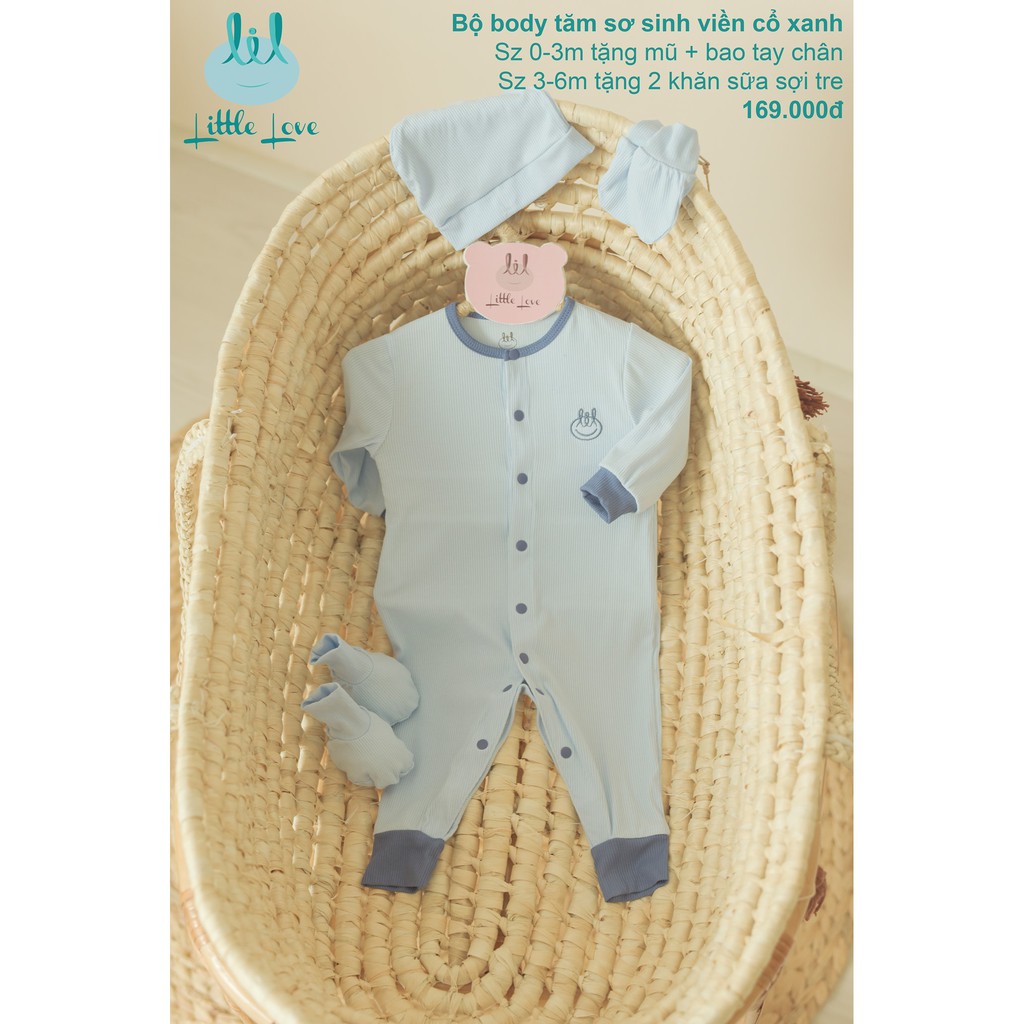 Body Dài Little Love Size 0-3m và 3-6m Chất Pettit Mẫu Mới | Minizon Kids