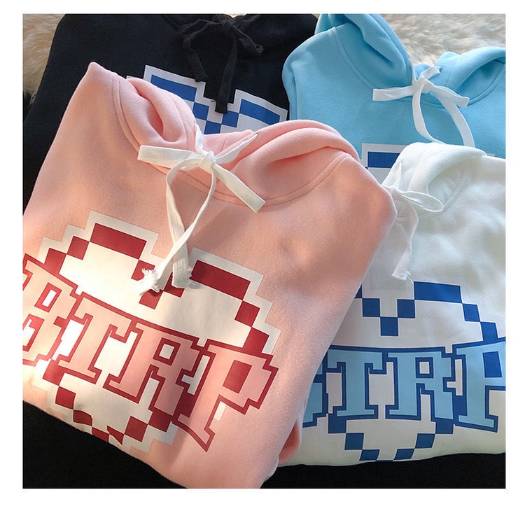 Áo hoodie tay dài phong cách Hàn Quốc thời trang 4 màu tùy chọn size M-2XL