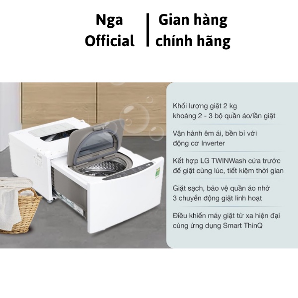 Máy giặt LG TWINWash Mini Inverter 2 kg TG2402NTWW