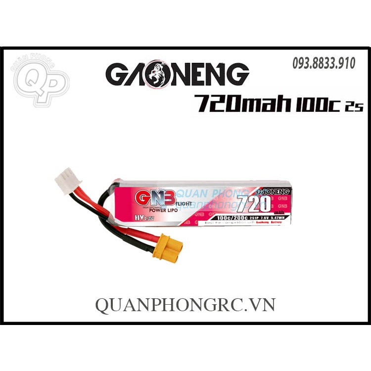 Pin GNB 720mAh 2S 100C 7.6V LiHV
