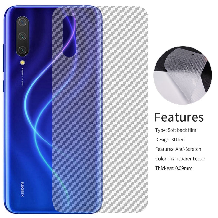 3D Carbon Fiber cover Sticker Back Screen Protector For Xiaomi Mi A3 MiA3 Mi9T 9T 9 8 SE Pro Lite