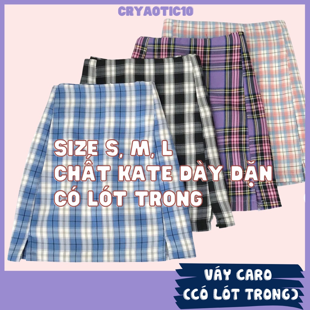 [Kèm hình thật Váy quần kẻ caro tôn dáng có lót trong cryaotic10
