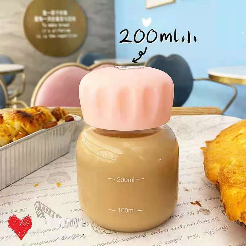 Bình thủy tinh mini phong cách Hàn Quốc có vạch chia 200ml