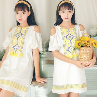 Đầm suông Thêu thổ cẩm quảng châu