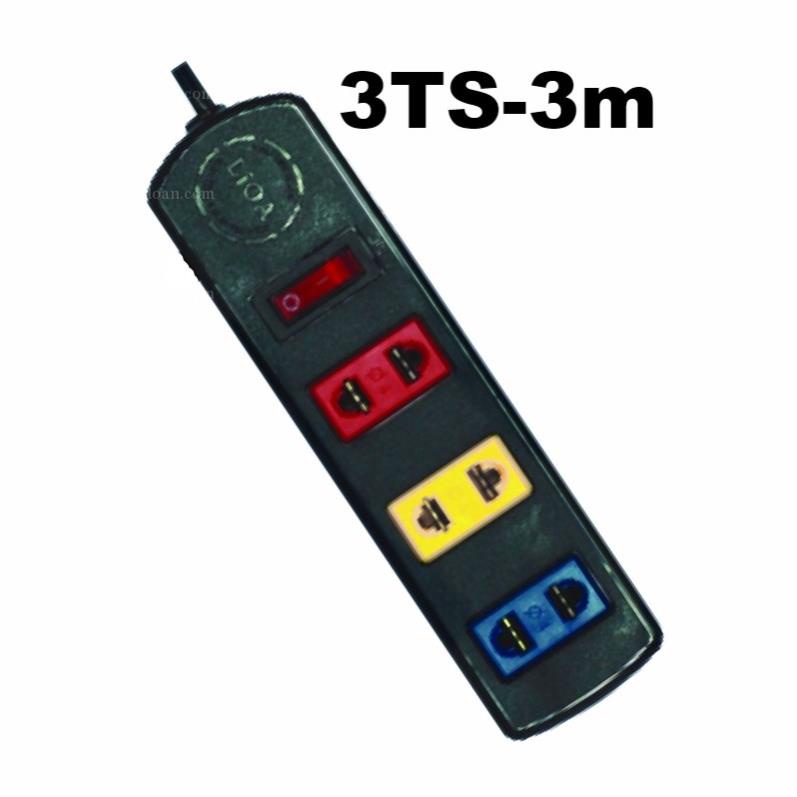 Ổ cắm điện LIOA, 3 lỗ, có công tắc, ~1000W, dây dài 3m/5m, mã: 3TS