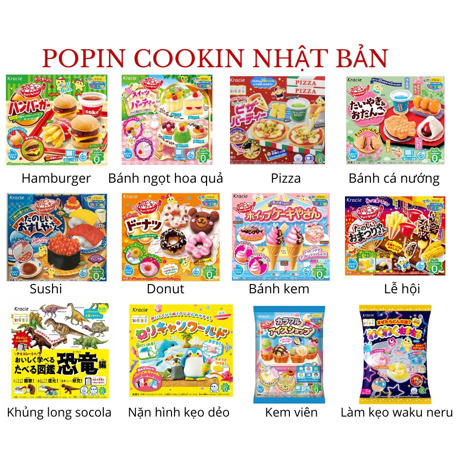 Tổng hợp Popin Cookin Nhật Bản - Lễ hội, Sushi, Pizza, Donut, làm kem, kẹo, Ramen, Hamburger, Bánh ngọt, kem ốc quế,