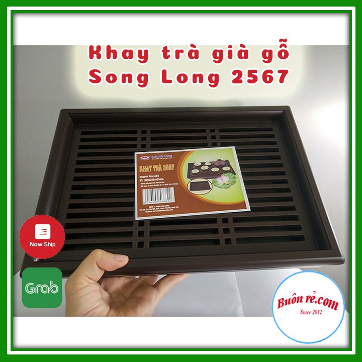 Khay trà giả gỗ size trung NHỰA SONG LONG (MS:2567) cao cấp br00387 buonre