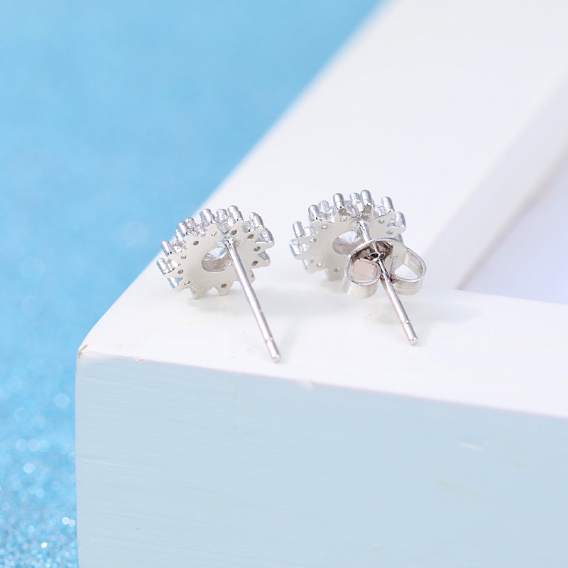 Bông tai bạc 925 đính đá zircon lấp lánh thiết kế thời trang dành cho nữ