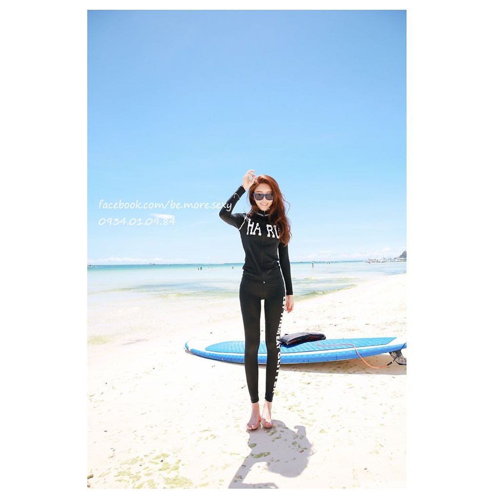 Đồ bơi dài tay Hàn Quốc áo khoác đen haru | BigBuy360 - bigbuy360.vn