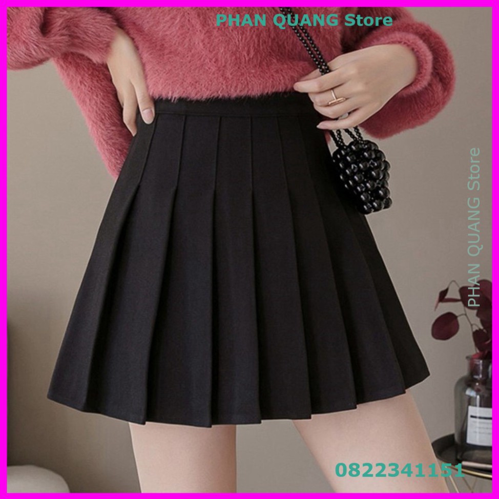 👗 CHÂN VÁY TENNIS NGẮN XẾP LY DÁNG XOÈ ĐEN HỒNG - CHÂN VÁY XẾP LI TENNIS TRƠN HỒNG ĐEN - CHÂN VÁY ĐŨI ULZZANG PQ-Shop