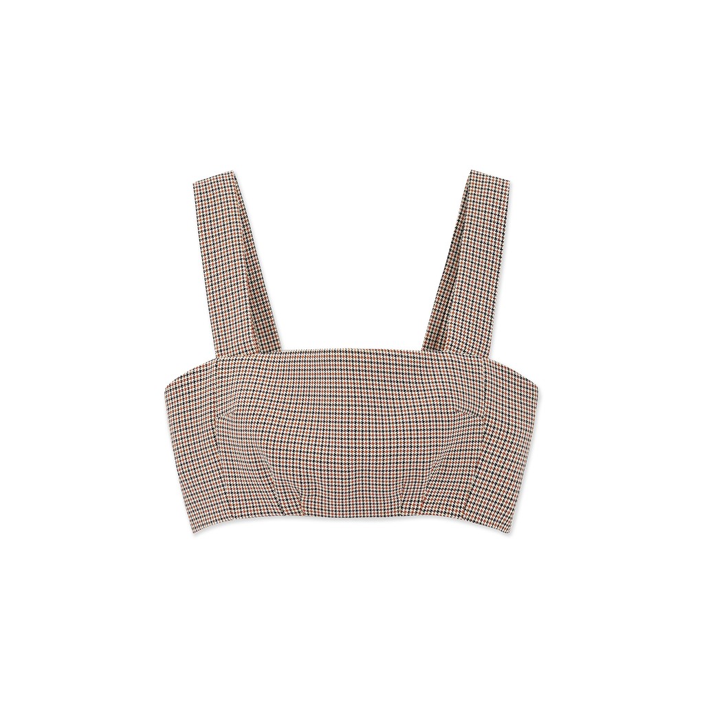 Áo hai dây AODEC O3 Check Strapless nâu caro