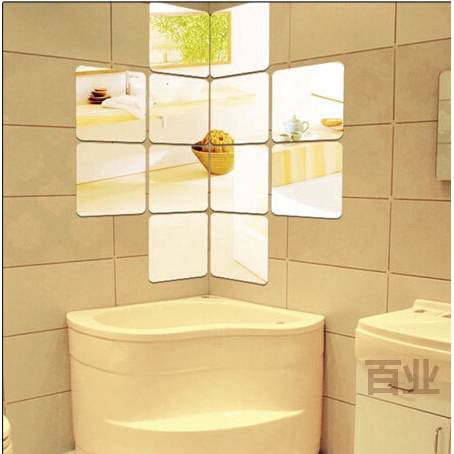 Set 6 miếng dán tường tráng gương hình vuông trang trí nội thất 15x15cm