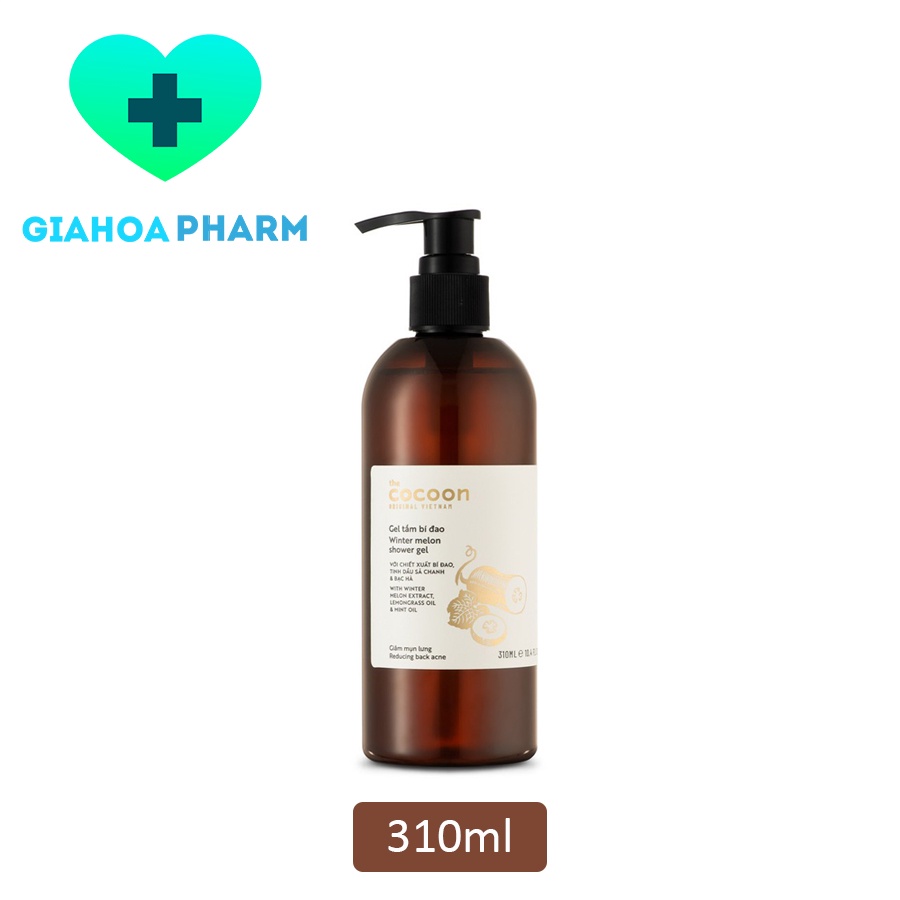 Gel tắm Cocoon bí đao giúp làm sạch cơ thể, giảm mụn lưng, thâm mụn, da sạch mịn màng, cảm giác thư giãn, mát lạnh