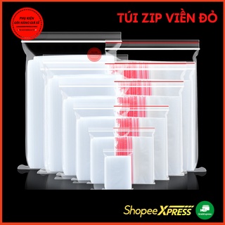 Túi zip viền đỏ size to loại đẹp nhựa pe mới 100% đủ size phukiengoihanggiasi |