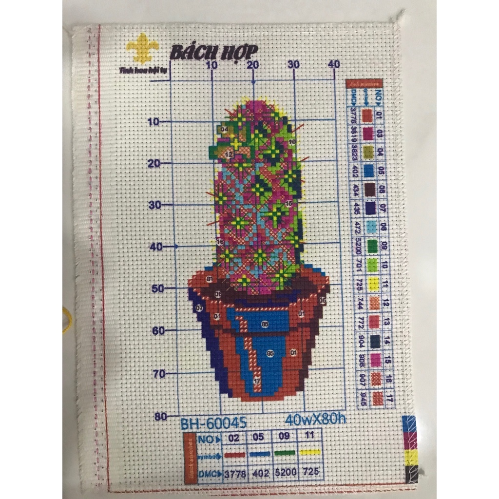 TRANH THÊU CHỮ THẬP HÌNH CHẬU XƯƠNG RỒNG MẪU 3