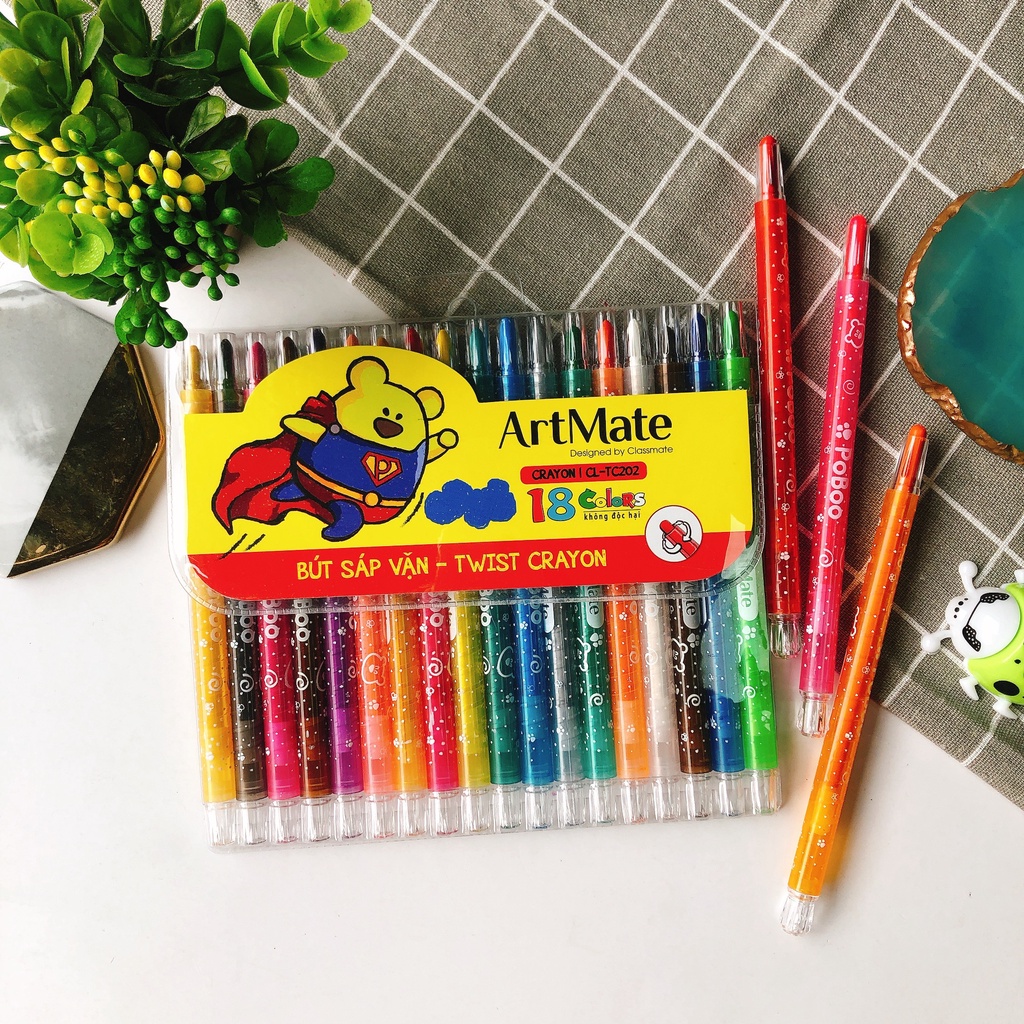 Bút sáp vặn 12,18,24 màu classmate CL-TC101/ 102/ 103 tập tô cho bé ANKICO