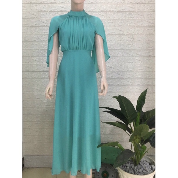 Đầm maxi xếp li tay cánh tiên full.MLXL