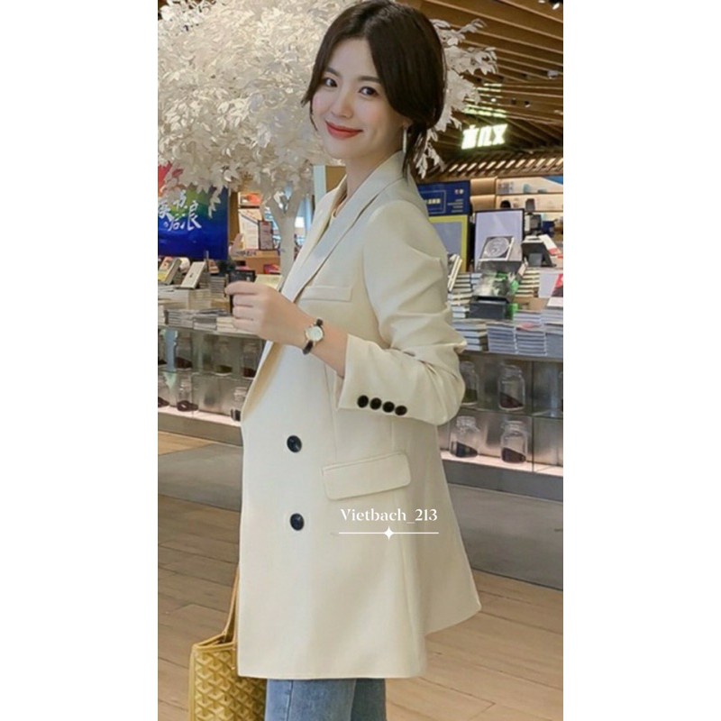 Áo khoác Vest nữ dáng dài đính 4 khuy tay chất liệu cao cấp | BigBuy360 - bigbuy360.vn