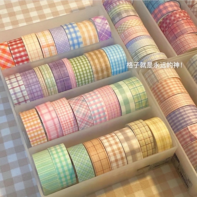 Set 6 Cuộn Washi Tape Băng Keo Trang Trí Caro