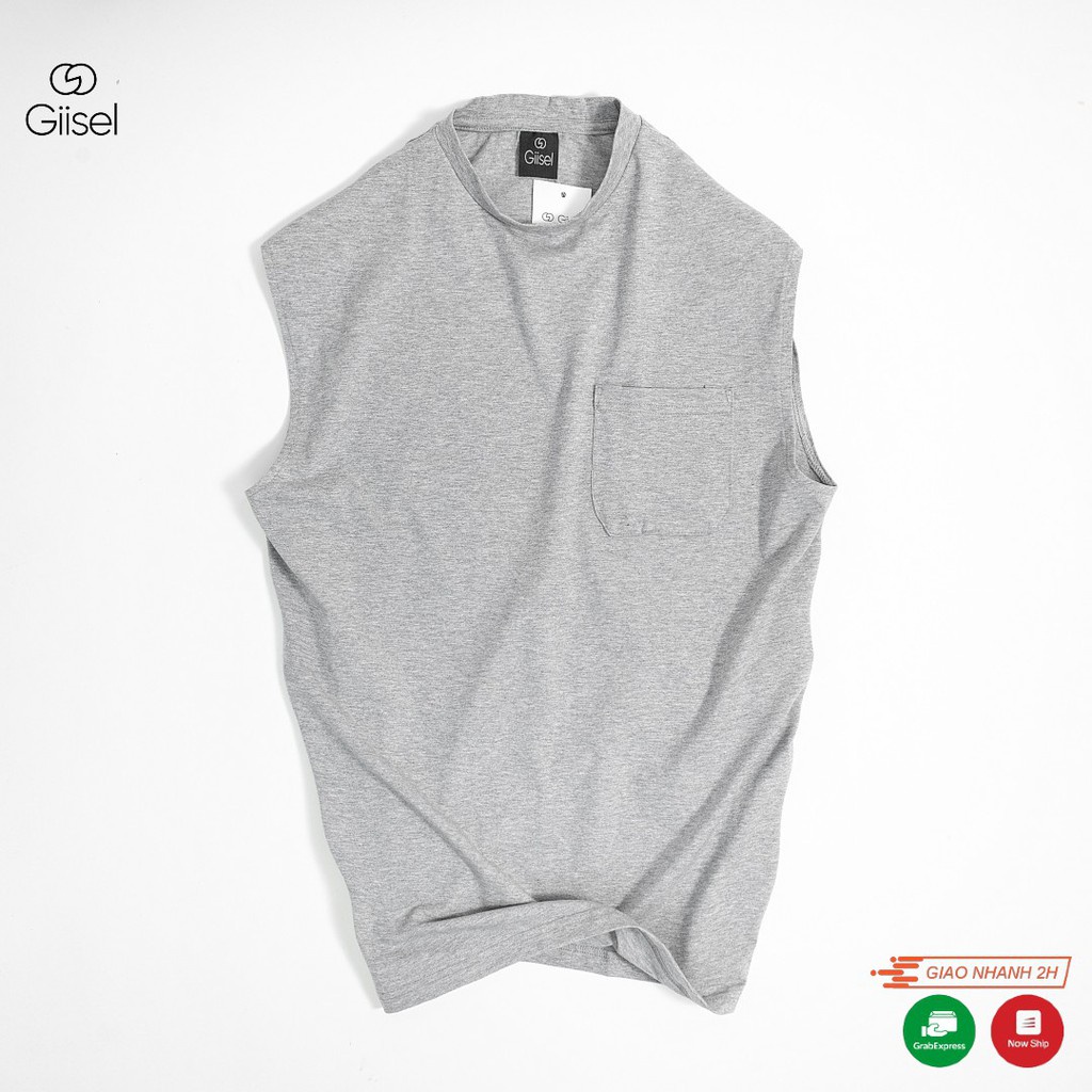 Áo thun 3 Lỗ TANKTOP TRƠN CÓ TÚI Unisex Basic Tee mùa hè phông trơn nam nữ oversize form rộng phong cách Hàn Quốc GIISEL