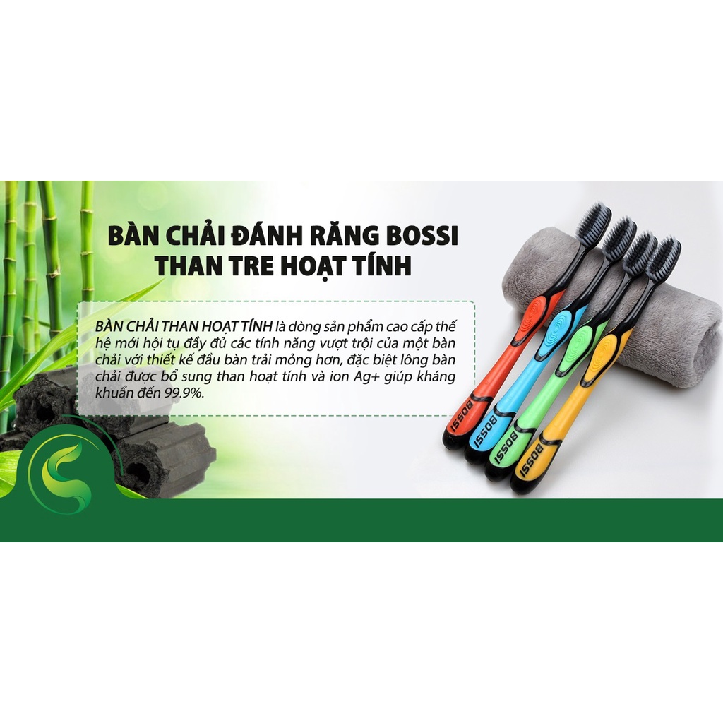 Bàn chải đánh răng than che hoạt tính hàn quốc Bossi 921 Hàn Quốc - COMBO 10 CÁI Bàn Chải Đánh Răng Than Tre Hoạt Tính