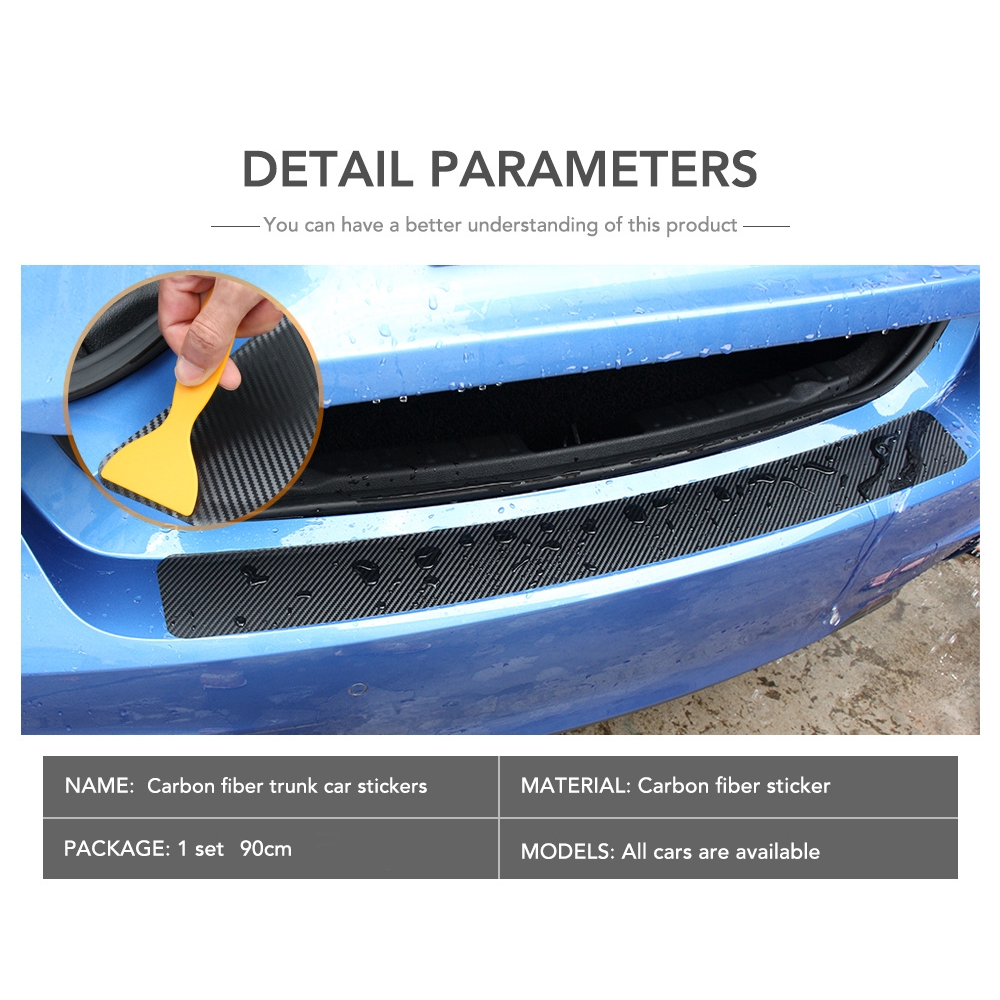 Miếng Dán Sợi Carbon 90x8.8cm Nhãn dán bảo vệ thân xe / Dán Cản sau Xe hơi