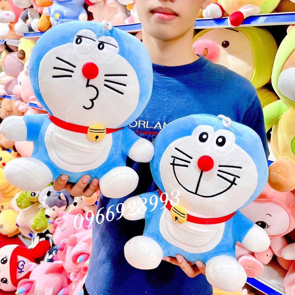 Gấu Bông Gối Ôm Doraemon Đô rê mon Đội Mũ Cao Cấp