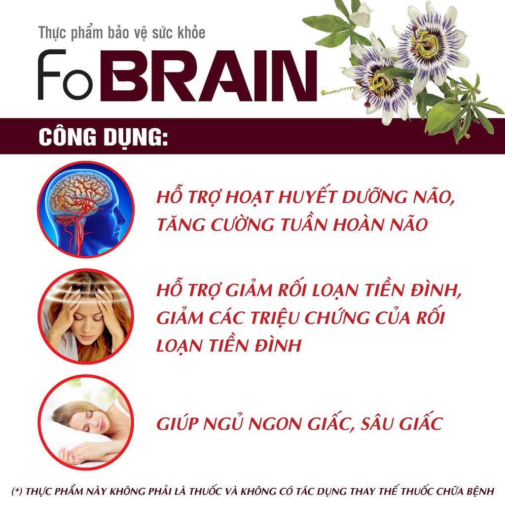 Viên uống FOBRAIN Giảm Rối Loạn Tiền Đình, Tăng Cường Tuần Hoàn Máu Não (Hộp 20/ viên)- Đạt chuẩn GMP