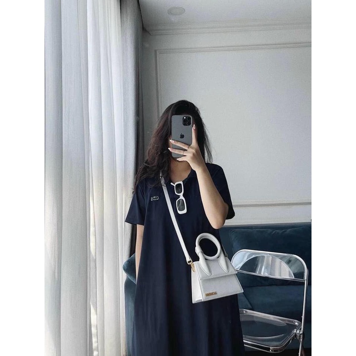 Váy polo nữ cá sấu dáng suông dài xanh than chất dày đẹp hàng L1 xuất dư | BigBuy360 - bigbuy360.vn