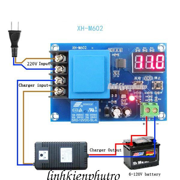 Mạch Quản Lý Điều Khiển Sạc Ắc Quy Tự Ngắt XH-M602