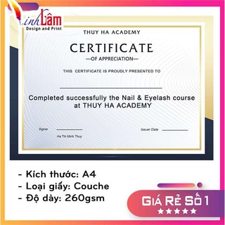 Combo 100 chứng chỉ, giấy khen, bằng khen giấy bóng đẹp giá rẻ theo yêu cầu