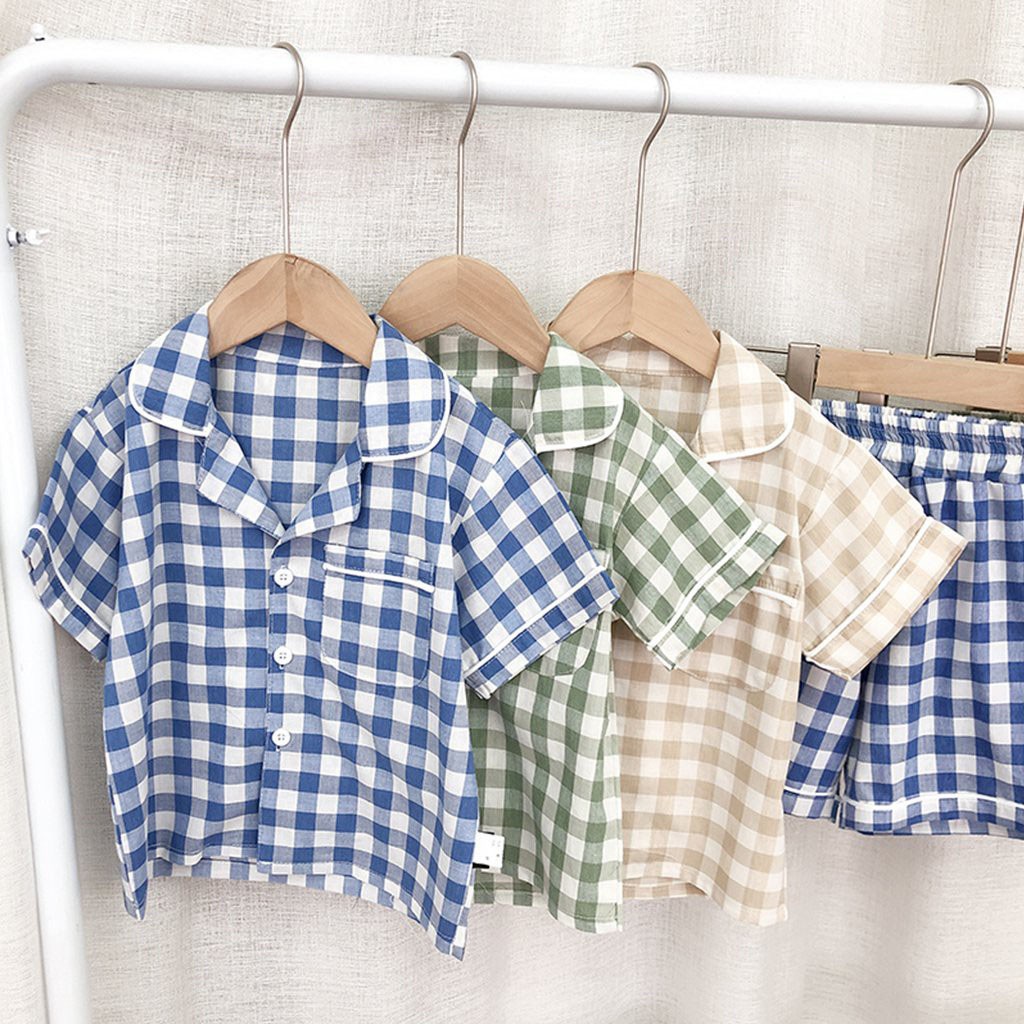 [Mã FAMARAL1 giảm 10K đơn 50K] Quần áo trẻ em LILA KIDS, Bộ Pijama kẻ caro cộc tay cho bé từ 6-28kg
