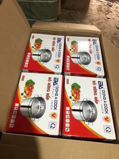 Nồi xửng hấp Đông Á 2 tầng loại cao sz 28 ( inox cao cấp)