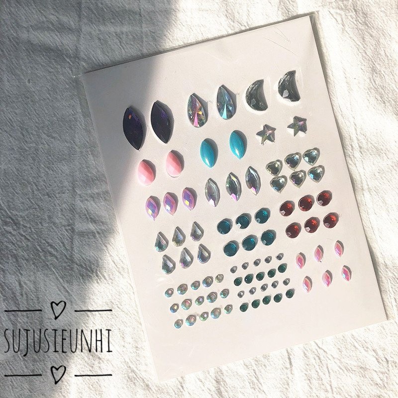(13 mẫu đẹp nhất) đá đính mắt makeup , đá dán mặt trang điểm đủ hình, trăng sao lấp lánh
