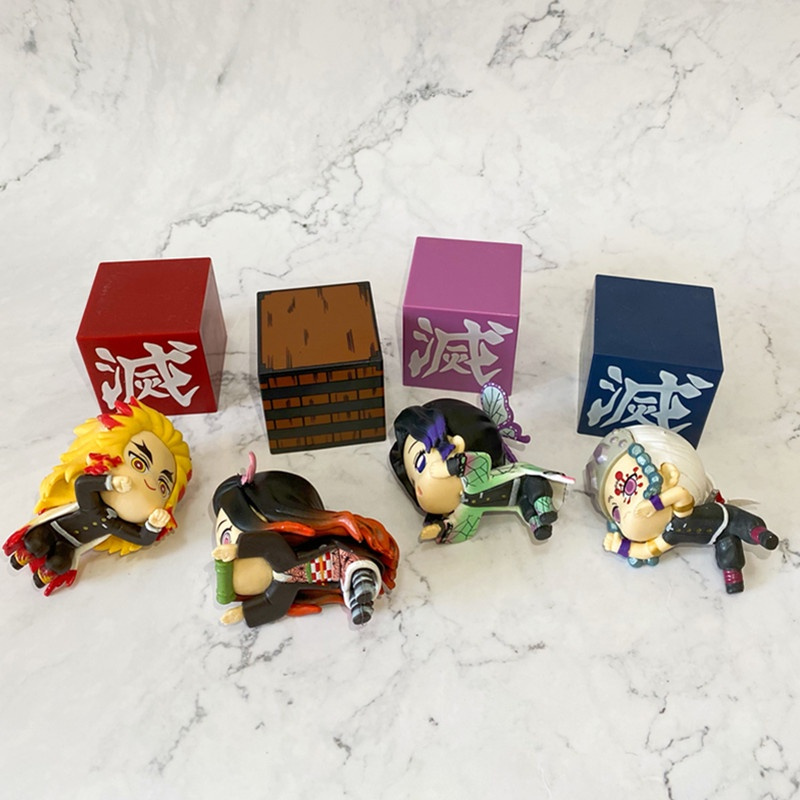 Hộp mô hình nhân vật anime Demon Slayer Kimetsu Rengoku Genten đáng yêu 10cm dành cho trang trí
