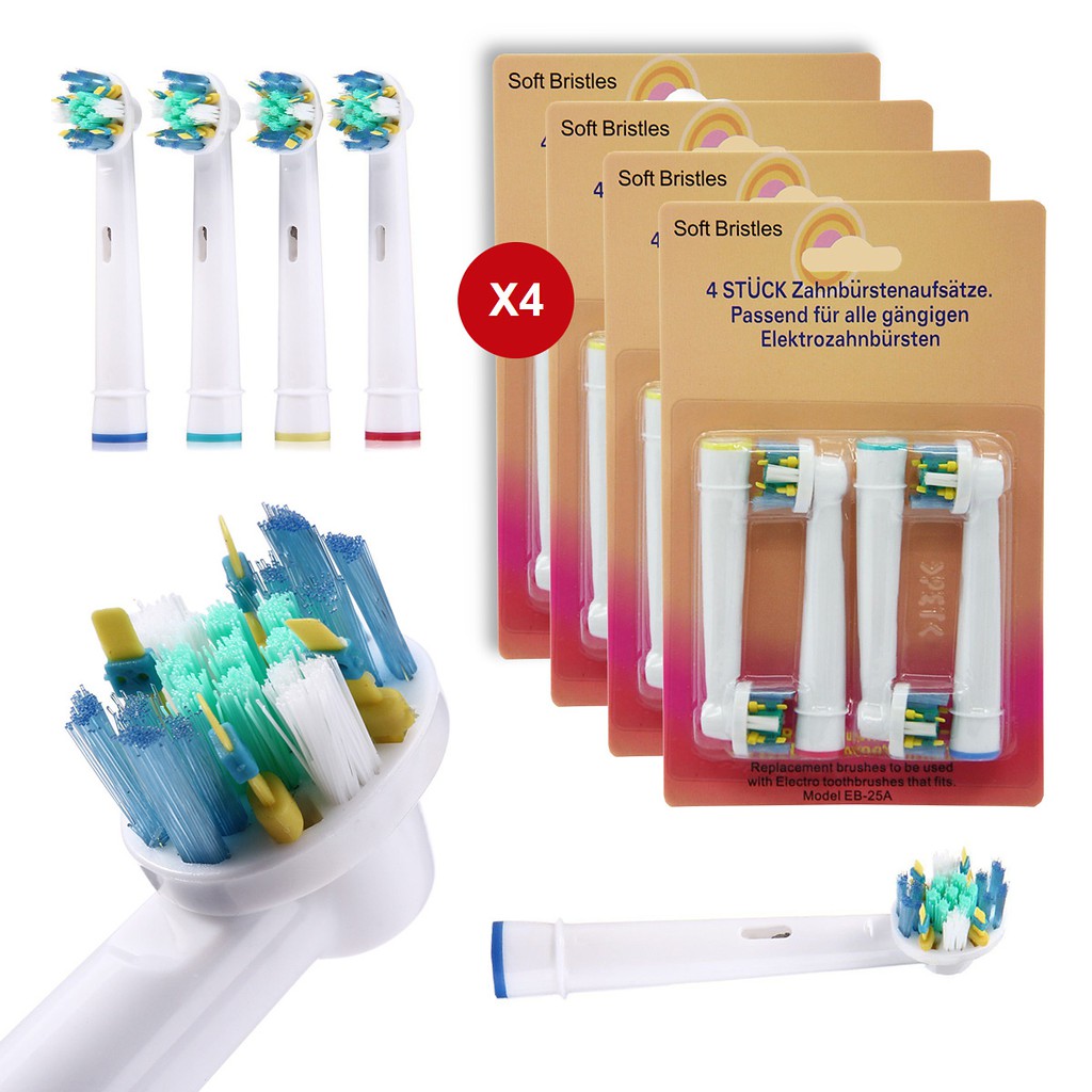 Set bộ 4 đầu bàn chải đánh răng điện máy Oral B Braun, lông mềm Minh House