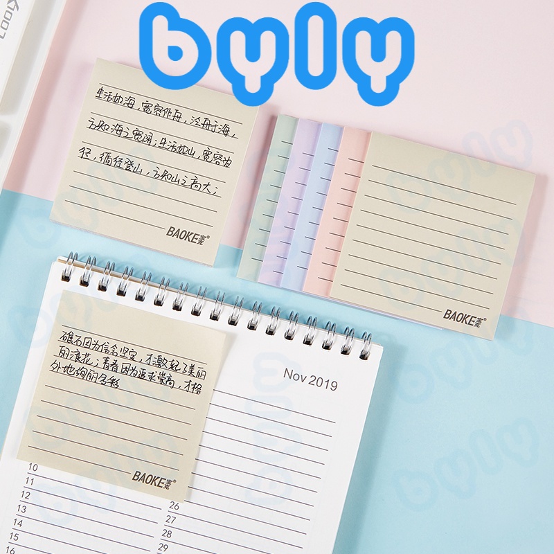 Sticky Note 4 màu pastel - macaron có dòng kẻ 100 tờ Baoke TZ6000 - TZ6006 - ByLy Store