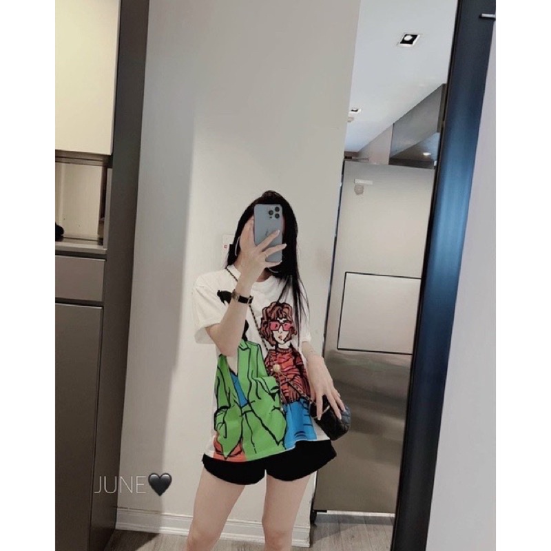 AT23_Áo Thun Nữ Phom Rộng Tay lỡ in 2 Cô Gái Hot Trend_Chất Cotton Nhập Cực Xịn Không Xù Lông